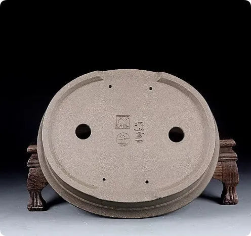 Handmade antique oval purple sand bonsai pot for succulents, 25 cm long