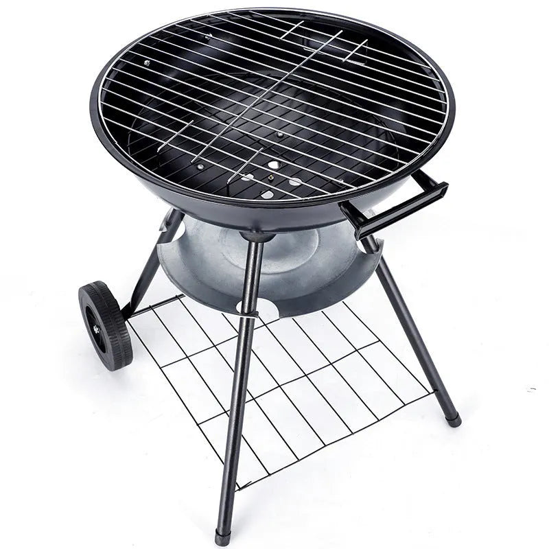 Portable iron barbecue oven with a 14-inch apple stove grill for 3-5 people.