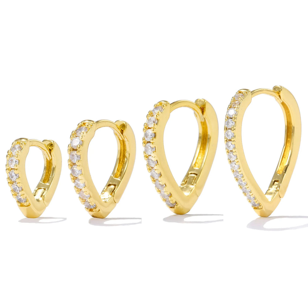 Women's copper geometric heart ear clip with electroplated gold finish and clip-on design