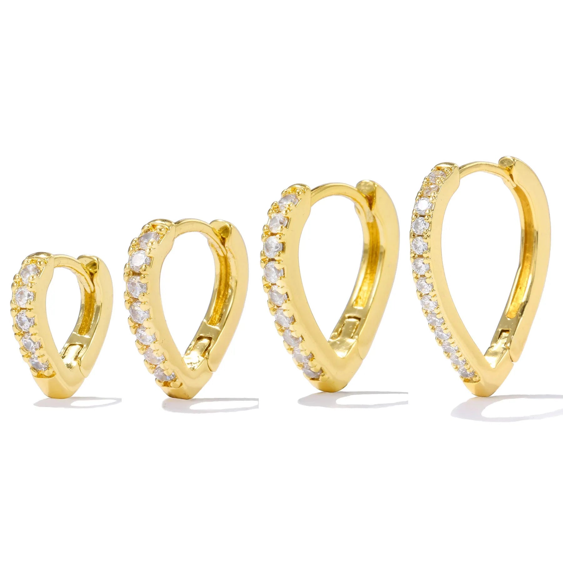 Women's copper geometric heart ear clip with electroplated gold finish and clip-on design