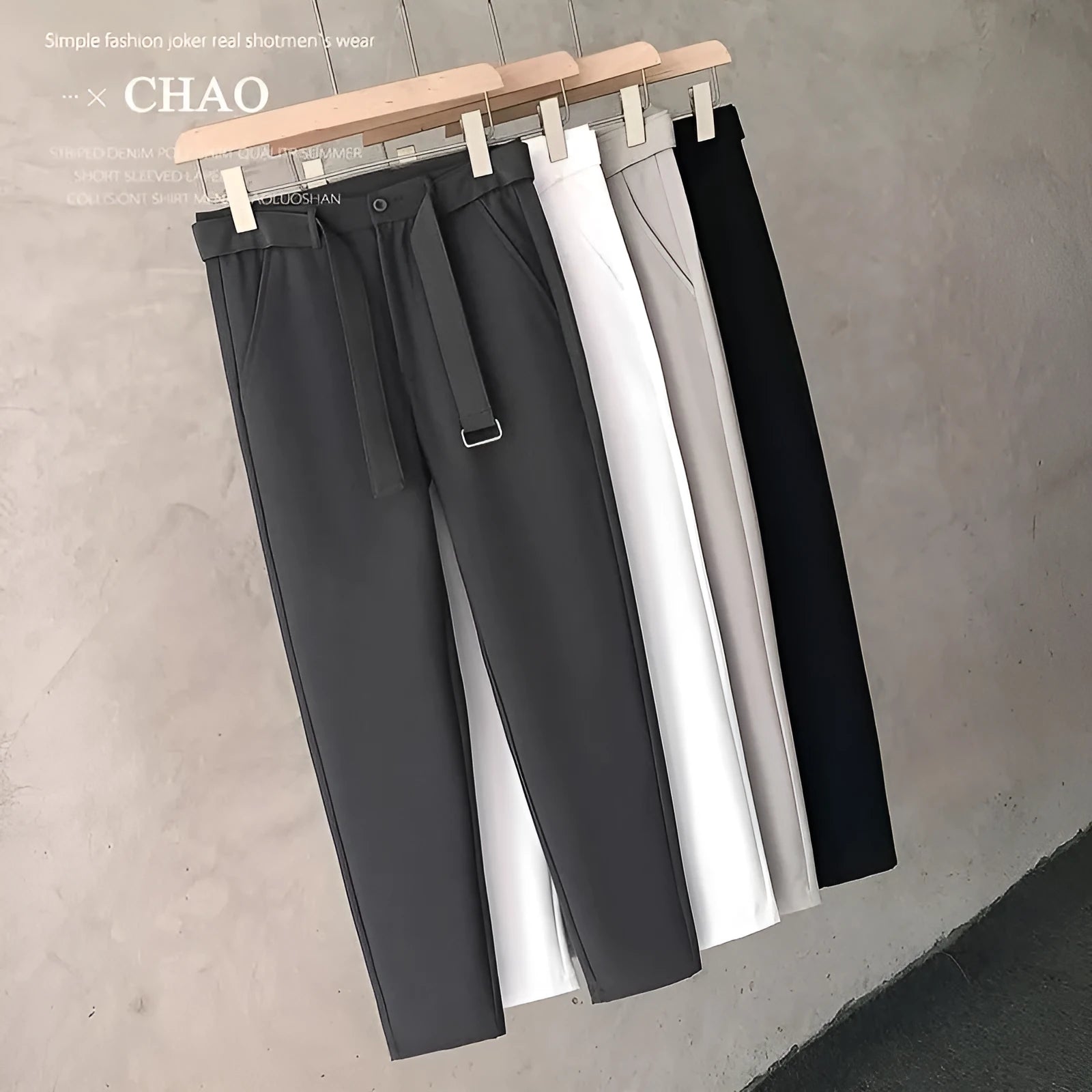 Boys slim straight wool blend trousers in tapered fit with straight leg opening