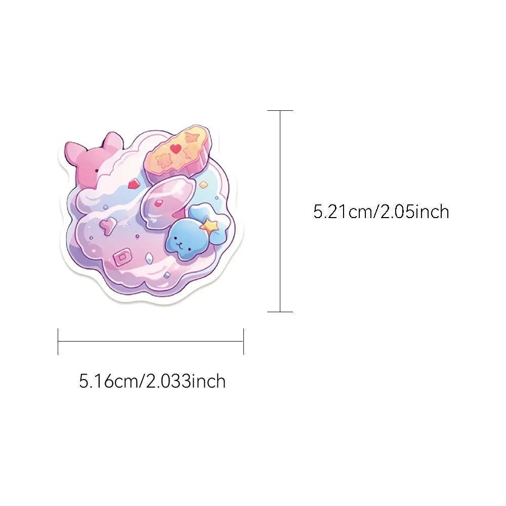 Candy theme decorative waterproof stickers measuring 4-7cm individually, 50 sheets pack