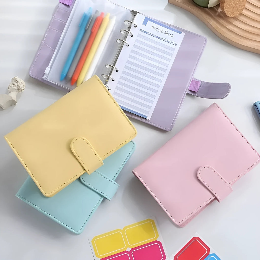 A5 PU leather zippered notebook binder cover in a choice of 11 solid colours.