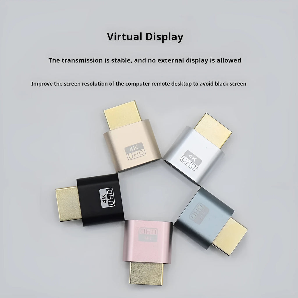26.5mm HDMI graphics card dummy plug virtual display emulator in multiple metallic finish options
