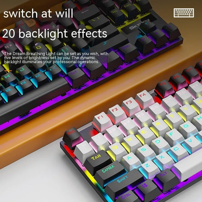 K87 mechanical keyboard with choice of green or red axis switches in compact 87-key layout with metal construction