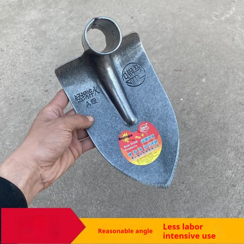 Agricultural pointed flat hoe tool with a steel horse tip for gardening.