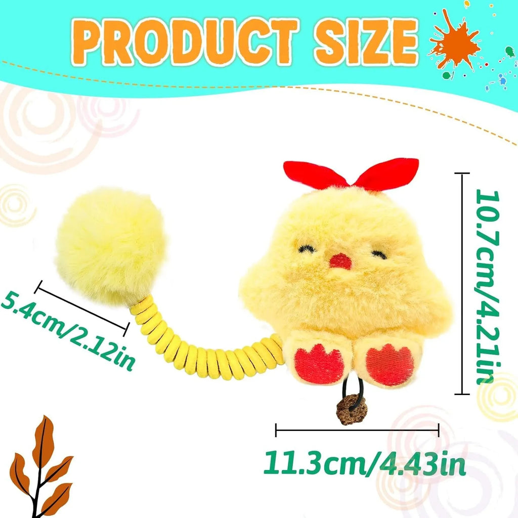 4-in-1 interactive cat toy with silvervine fruit, spring and plush animal figure for indoor kittens