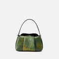 New Chinese style silk hand-held crossbody bag with Xiangyun yarn print in dark green
