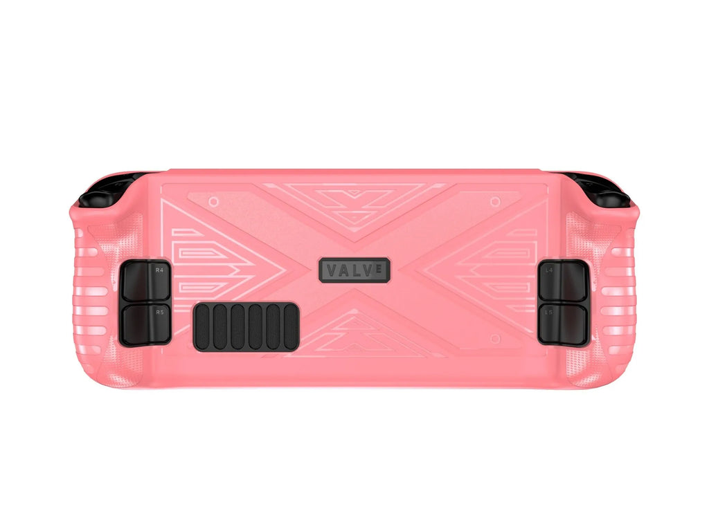 TPU silicone soft shell protective case for Steam Deck console in red, blue, and black colour options.