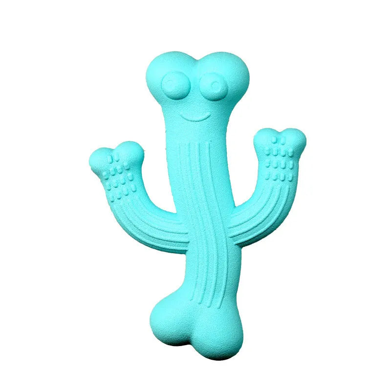 Cactus-shaped dog chew toy in bamboo fibre and rubber available in small and large sizes