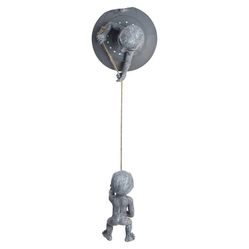 Grey resin alien tree pendant garden decoration with carved pastoral styling