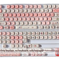 Pink Fragrant Pig PBT keycap with five-sided sublimation printing shown from multiple angles.