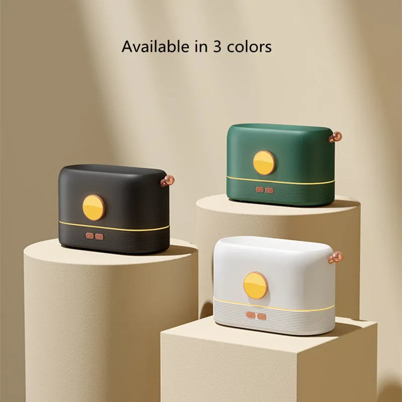 USB-powered simulation flame humidifier diffuser with LED lighting and 200ml water tank