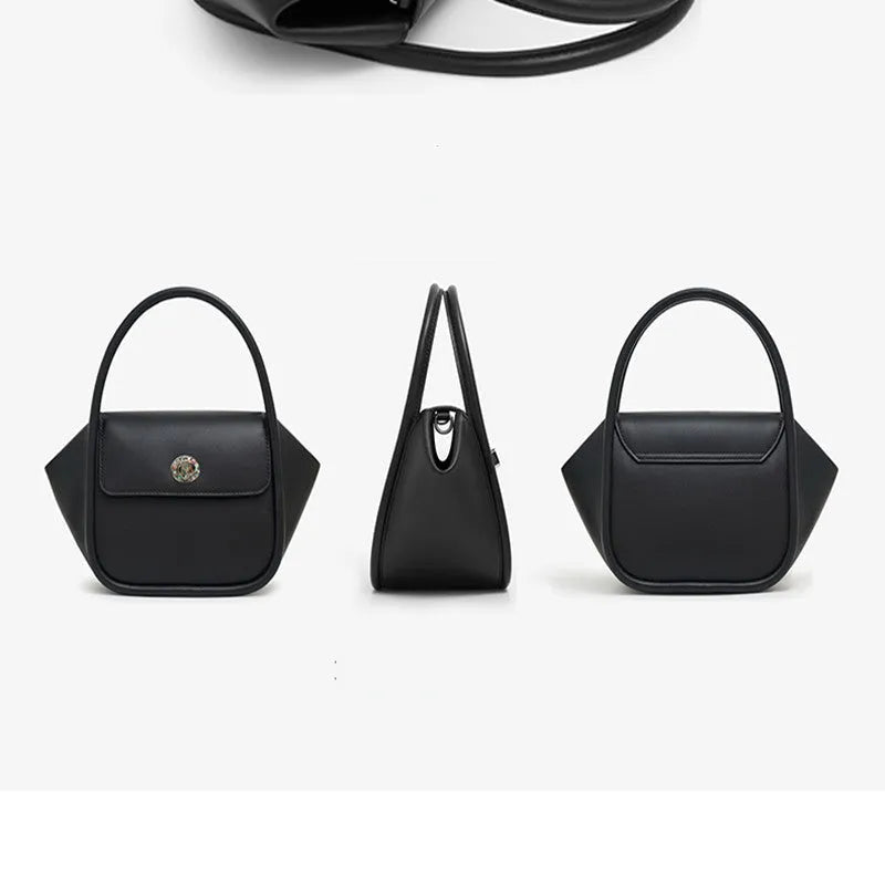 Women's cow leather wing tote bag with shoulder strap and latch closure in four colour options