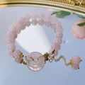 Pink crystal safety buckle bracelet for women with peace symbol clasp and adjustable band