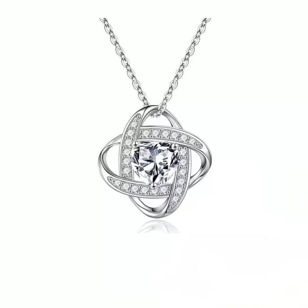 Women's copper heart necklace with electroplated finish in platinum dark blue, red, white, purple, and lvzuan diamond colours.