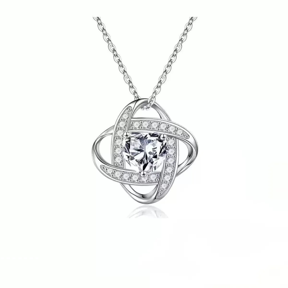 Women's copper heart necklace with electroplated finish in platinum dark blue, red, white, purple, and lvzuan diamond colours.