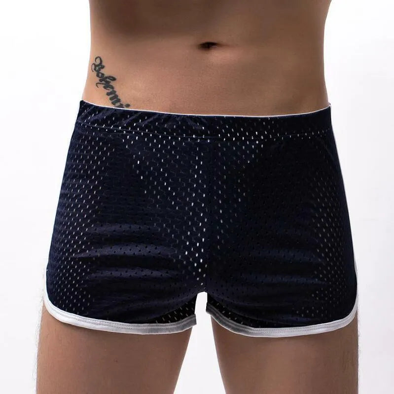 Men's three-point cotton-nylon boxer shorts in black, shown on a mid-waist fit.