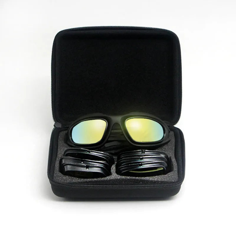 Tactical polarised sunglasses with wrap-around sports frame for outdoor cycling