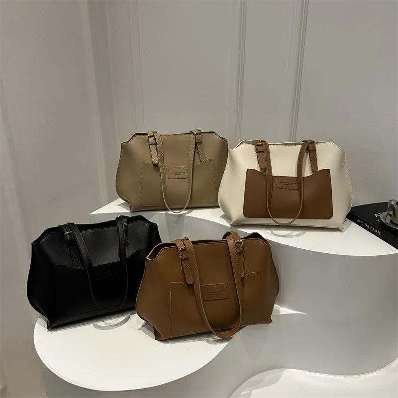 PU leather women's tote bag with double straps and internal phone compartment in multiple colour options