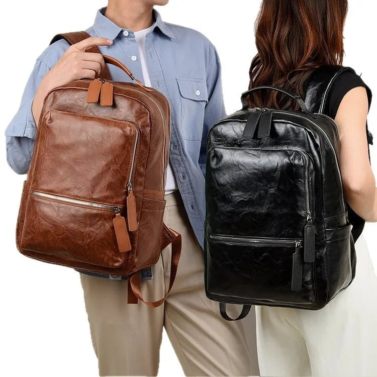 American Vintage large capacity waterproof backpack in solid colour with curved shoulder strap and sewing line detail