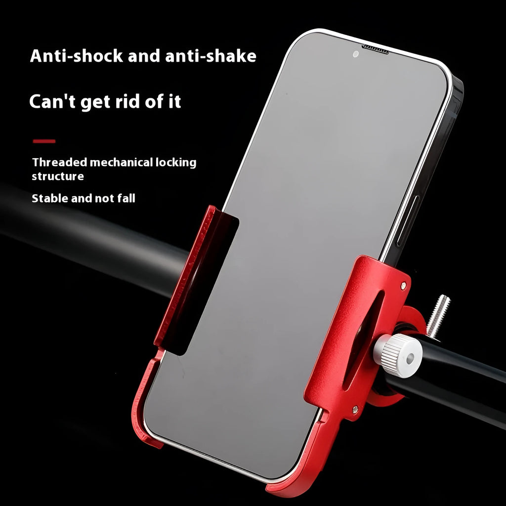 Aluminium alloy motorcycle bicycle phone holder mounted on handlebars in black colour