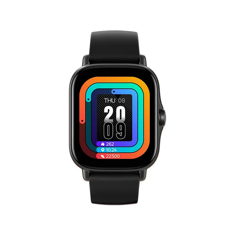 GT20 smartwatch with alloy case and silicone band showing health metrics on its 1.75-inch screen.