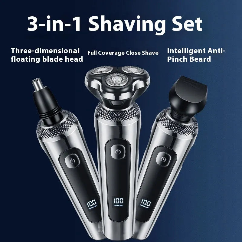 USB rechargeable beard trimmer with digital display and washable cutting head