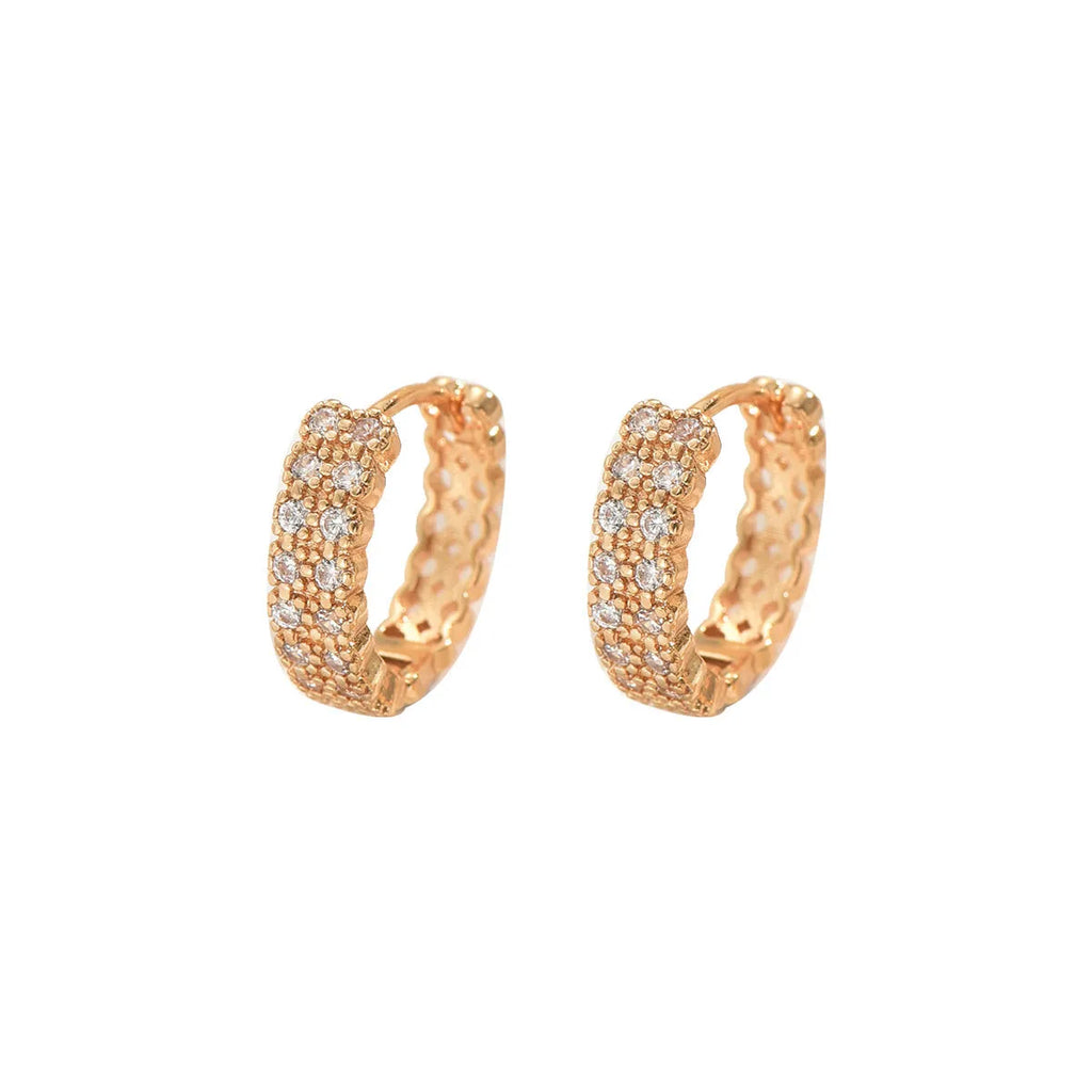Copper geometry pattern ear studs with round, dot, and ring design elements, colour DE20288.