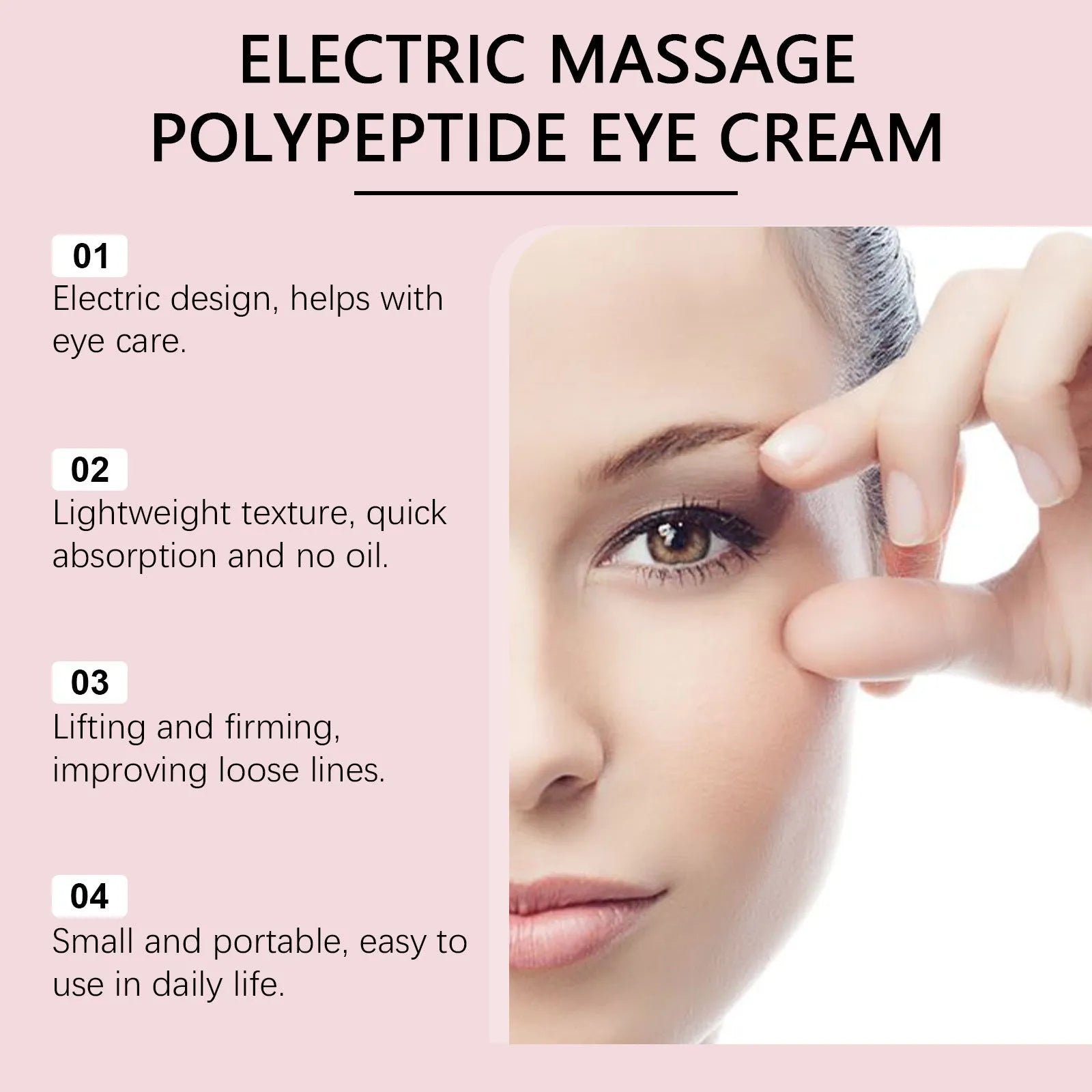 50g pot of electric massage firming eye cream with lifting rich moisture formula.