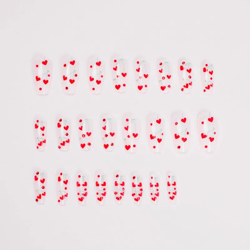 French Love Red Diamond Small Cherry nail art decals in JP1601 colour - pack of 24 pieces