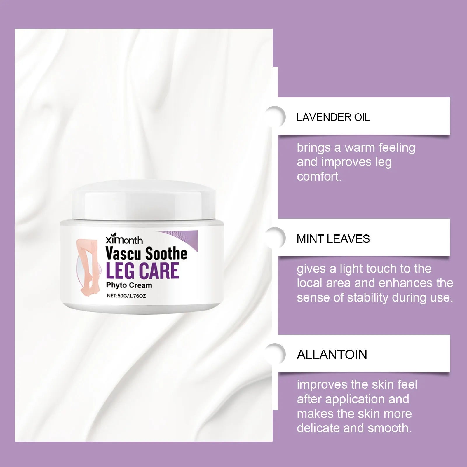 50g lavender and mint massage cream tube with glycerin and allantoin formula