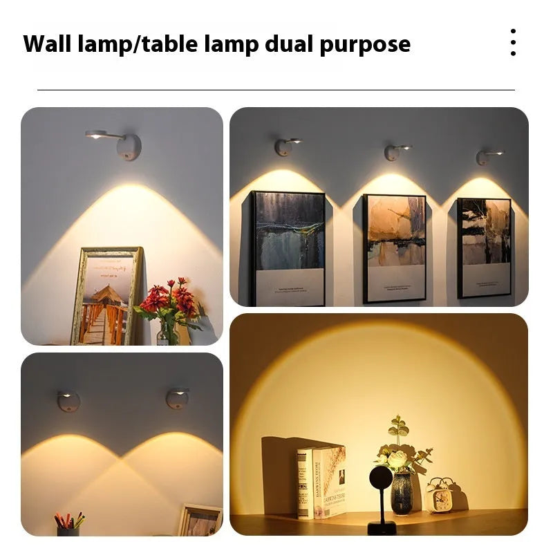Modern geometric rechargeable wall spotlight in black or white, shown with remote control.
