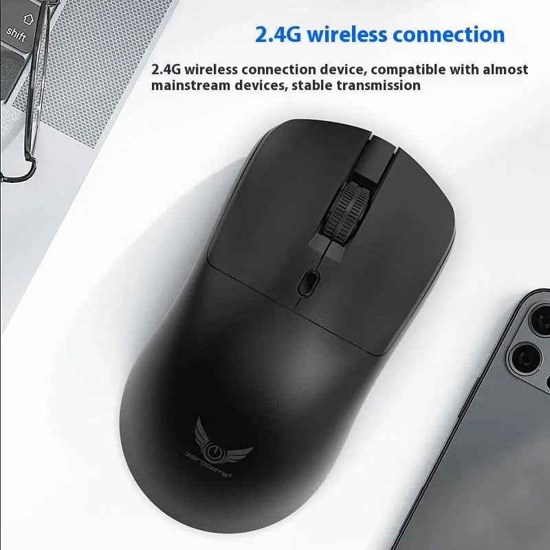 Black wireless mouse with three-gear audio button for laptop volume control
