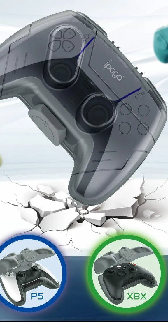 Grey transparent hard plastic case for game controller storage and protection