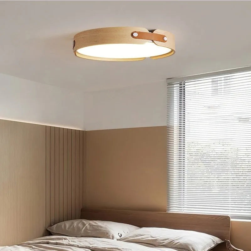 Japanese style wooden ceiling lamp with PMMA lampshade in 42cm and 56cm sizes