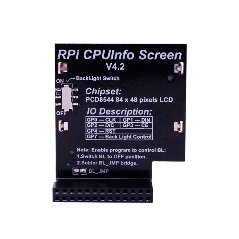 Raspberry Pi 1.6 inch LCD display module for showing CPU information.