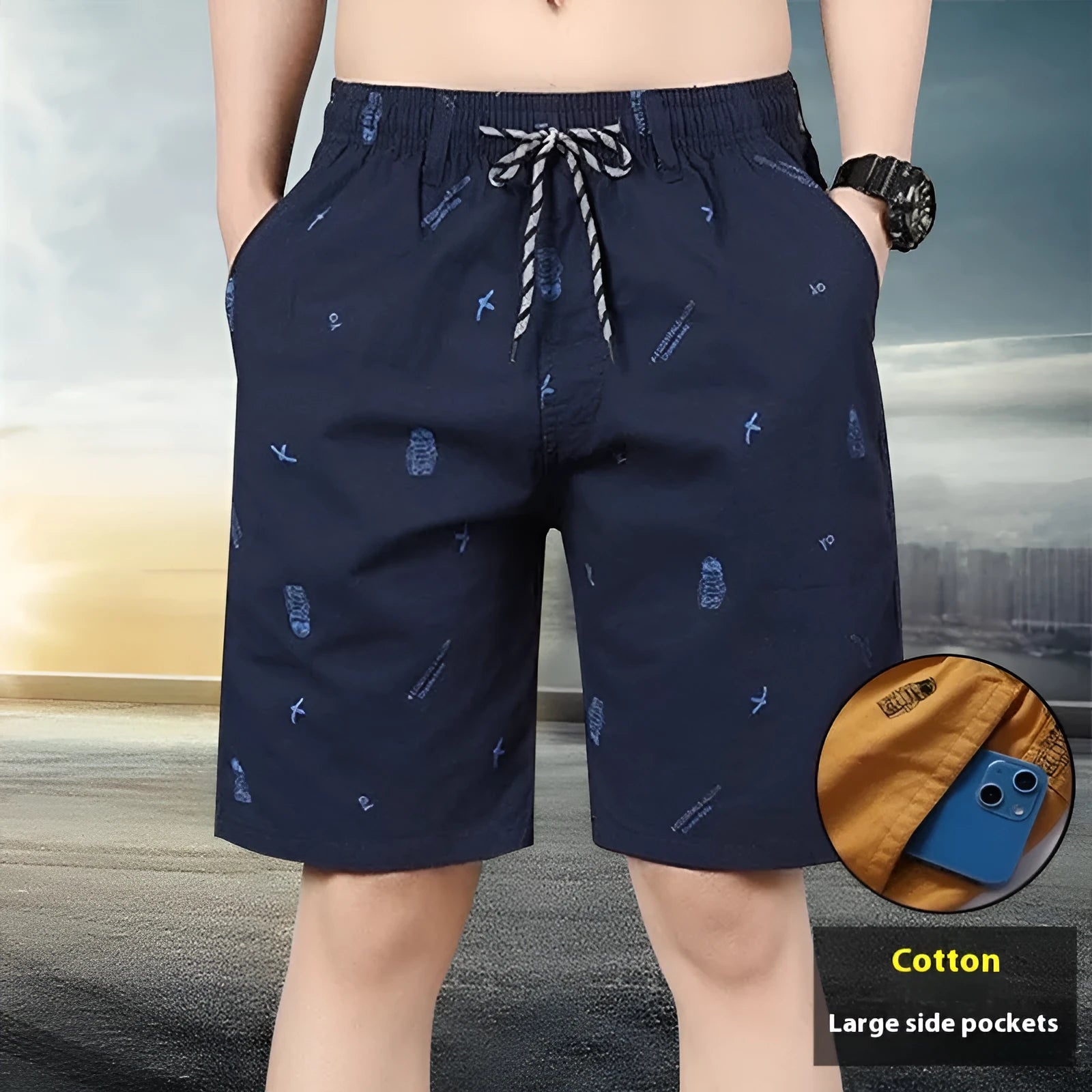 Women's army green loose cropped cotton pants on a hanger, showing elastic waist and casual fit.
