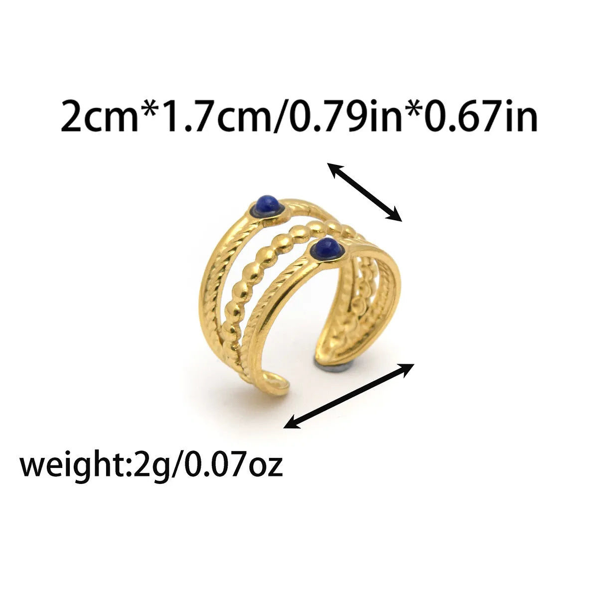 Natural stone multi-layer adjustable stainless steel ring with gold plating, geometric shape, and twist design in pink colour