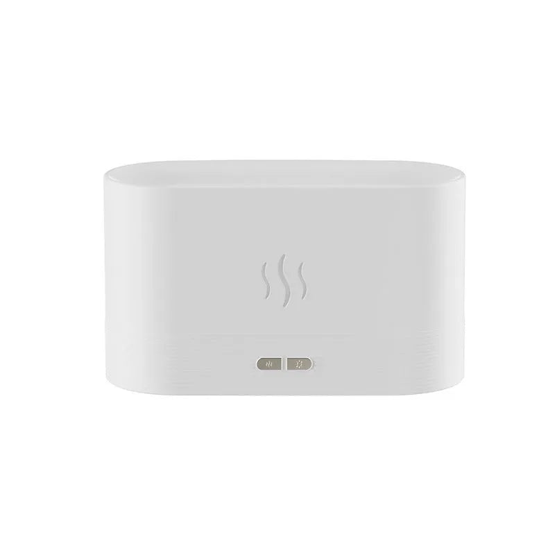 Black square aroma diffuser with flame light effect and mist output