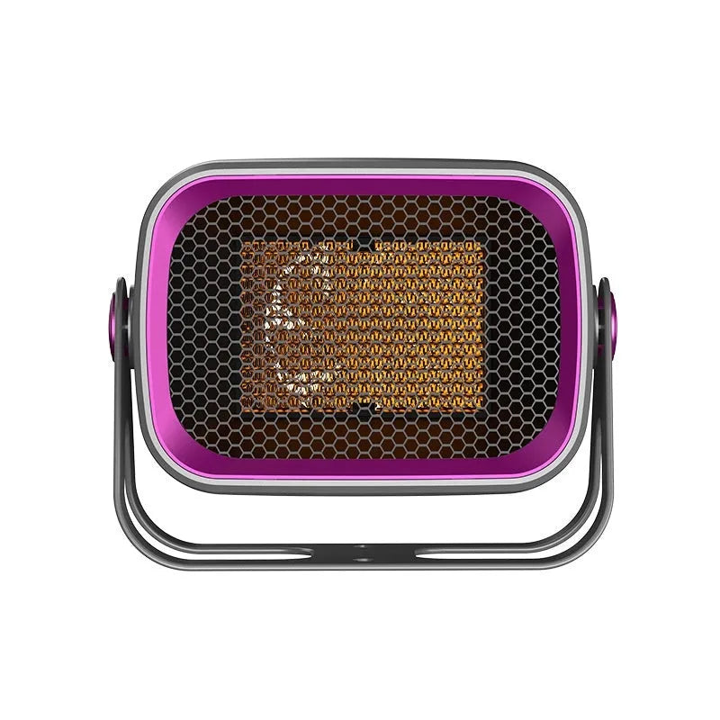 White desktop ceramic heater with rotatable base and push-button controls