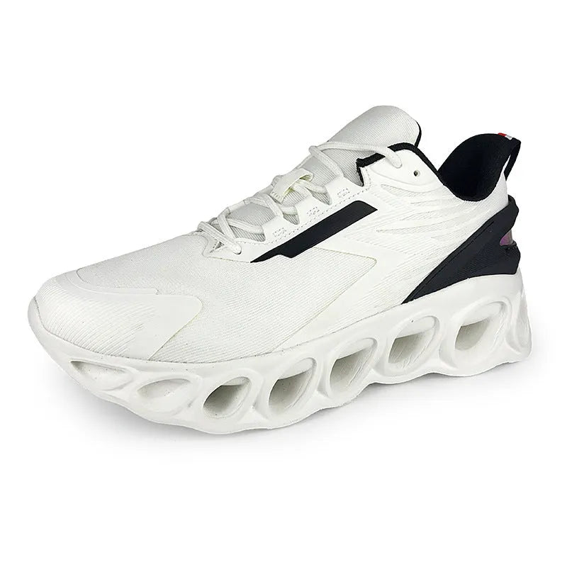 Men's low-top casual sports trainers in breathable mesh with lace-up front and round toe.