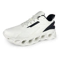 Men's black breathable mesh casual lace-up trainers with a round toe and flat EVA sole.