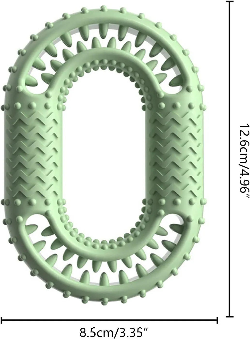 Blue O-ring shaped dog chew toy for aggressive chewers and dental care on a white background.
