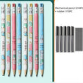Children's cartoon mechanical pencil with replaceable 2B cores and plastic construction
