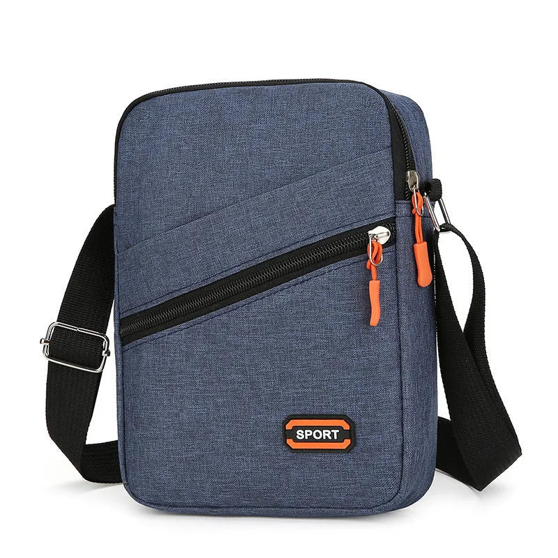 Ultra light Oxford cloth crossbody commuter bag in silver grey, black, or navy blue.