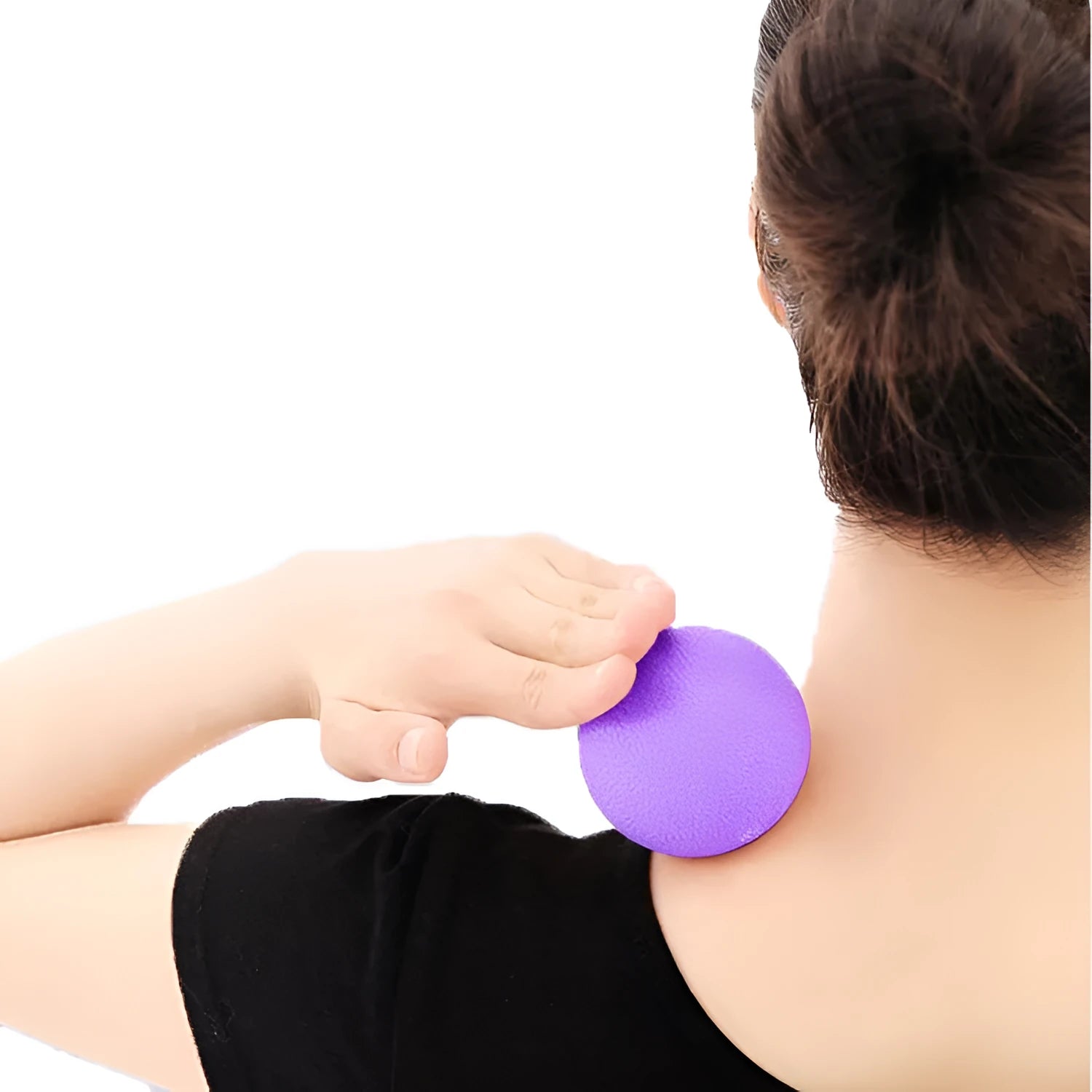 Green TPE yoga massage ball with 6.1 cm diameter on a plain background.