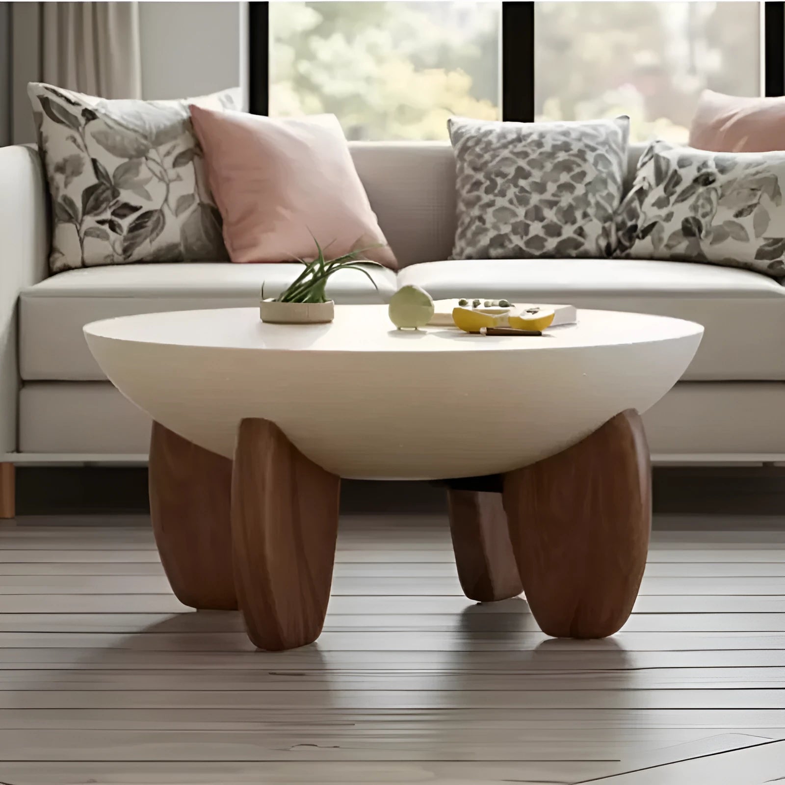White solid wood coffee table with height adjustment and storage compartment