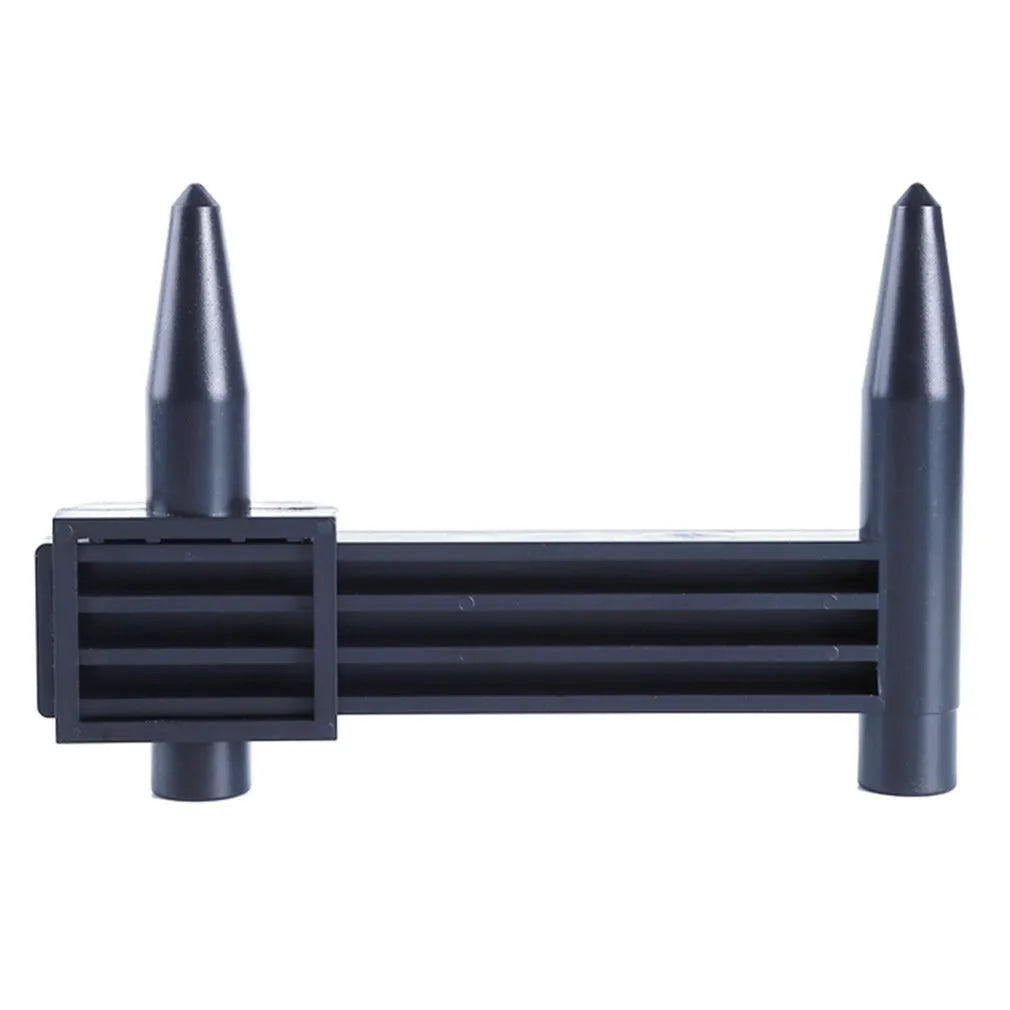 Electronic digital plastic caliper for measuring hole distances, shown with digital display.