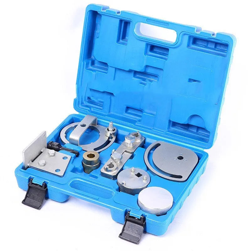 Volvo engine timing special tool set with carbon steel construction in a 37x28x11 case